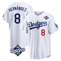 Trusc LA.Dodgers #8 Enrique Hern?¡ì?¨¦ndez Player White World Series Home Game Stitched Jerseys