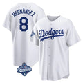 Trusc LA.Dodgers #8 Enrique Hern?¡ì?¨¦ndez Player White World Series Meet Game Home Stitched Jerseys
