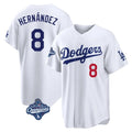 Trusc LA.Dodgers #8 Enrique Hern?¡ì?¨¦ndez Player White World Series Meet Home Game Stitched Jerseys