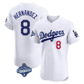 Trusc LA.Dodgers #8 Enrique Hern?¡ì?¨¦ndez Player White World Series Meet Limited Elite Home Stitched Jerseys