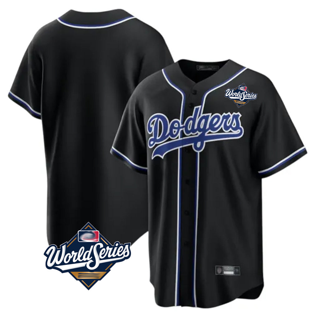 Trusc LA.Dodgers Blank Player Black Carbon Limited Home World Series Stitched Jerseys
