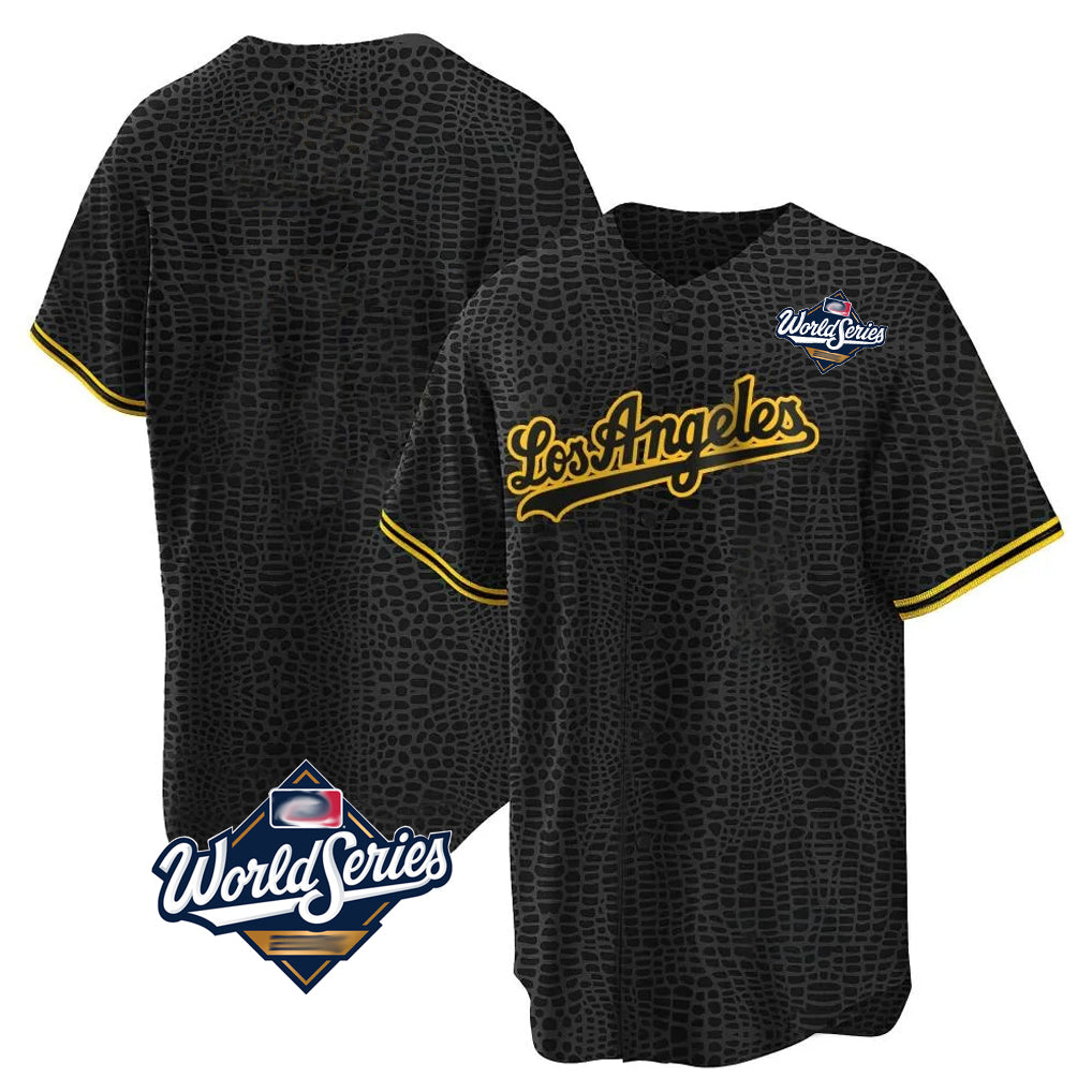 Trusc LA.Dodgers Blank Player Black Gold Limited Home World Series Stitched Jerseys