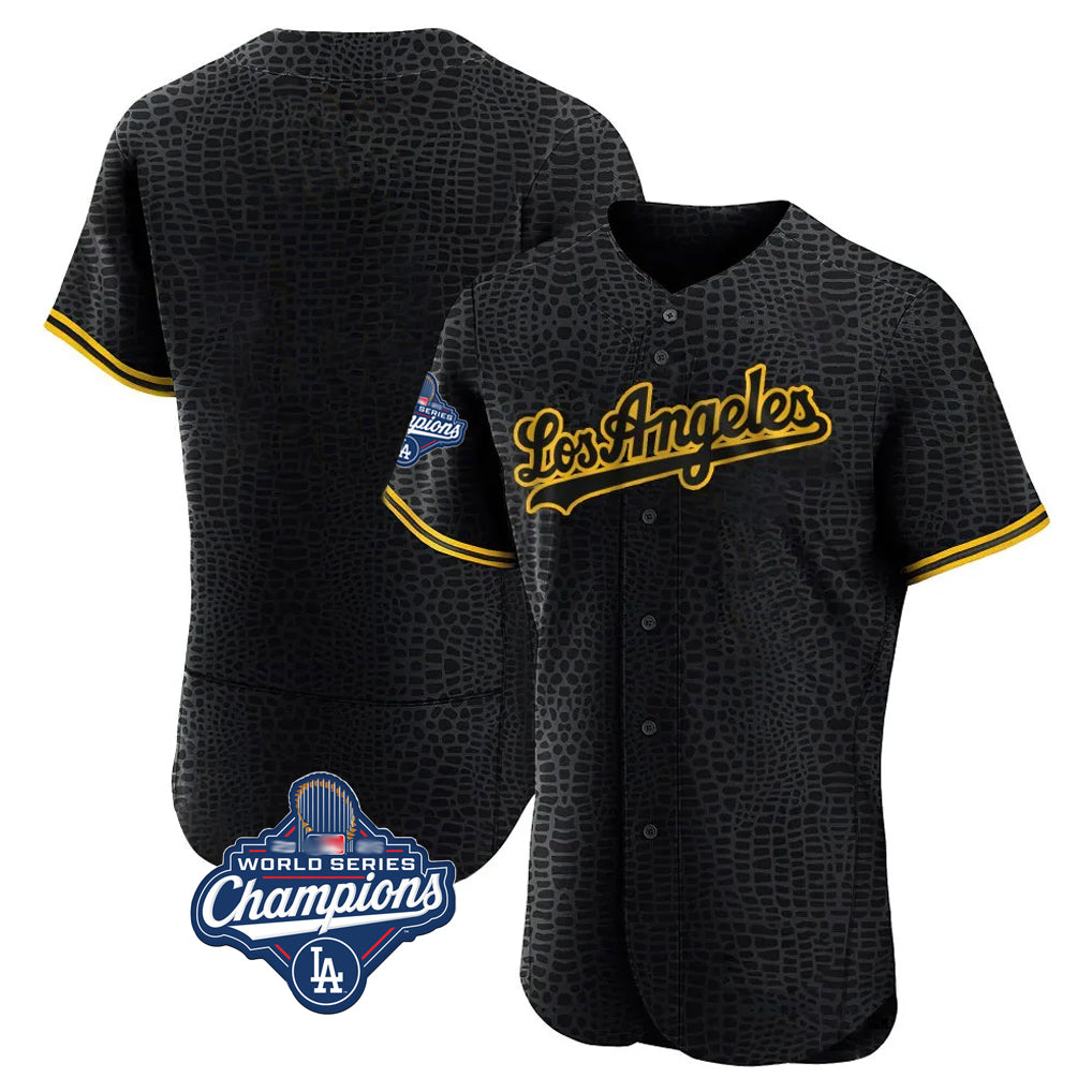 Trusc LA.Dodgers Blank Player Black Snake Skin City Limited Elite Home World Series Meet Stitched Jerseys
