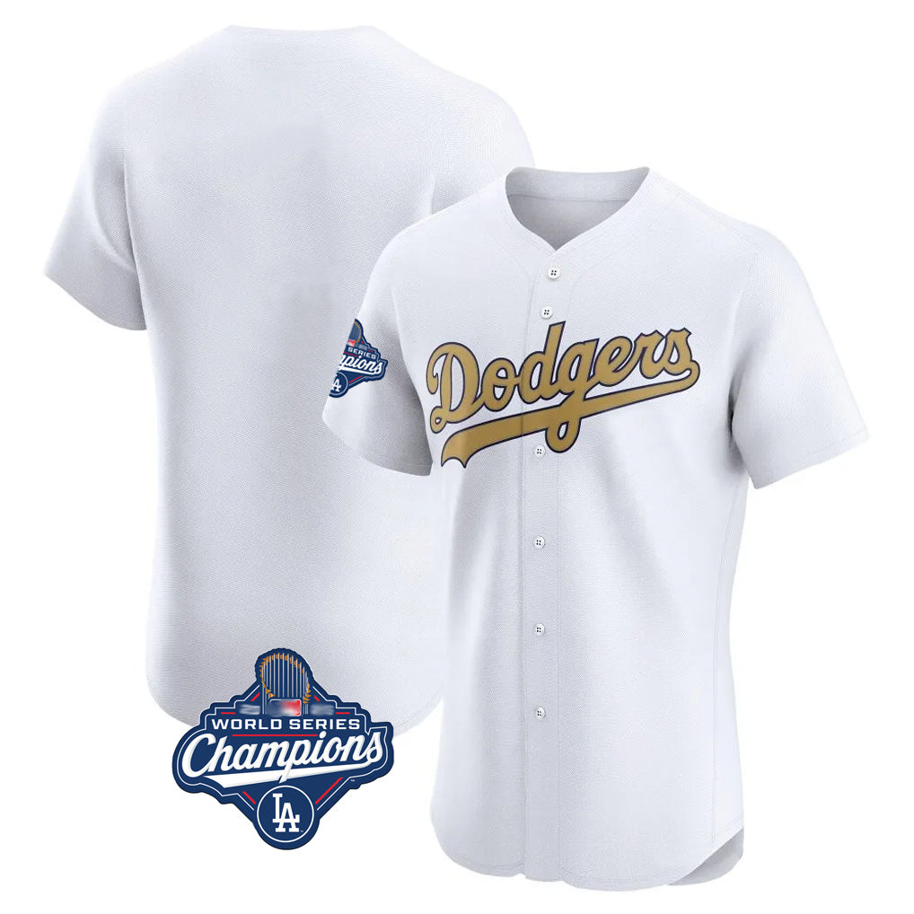 Trusc LA.Dodgers Blank Player Gold Limited Elite Home World Series Meet Stitched Jerseys