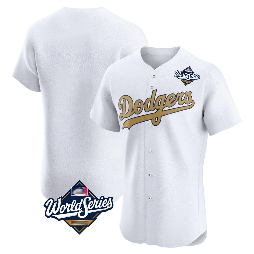Trusc LA.Dodgers Blank Player Gold Limited Elite Home World Series Stitched Jerseys