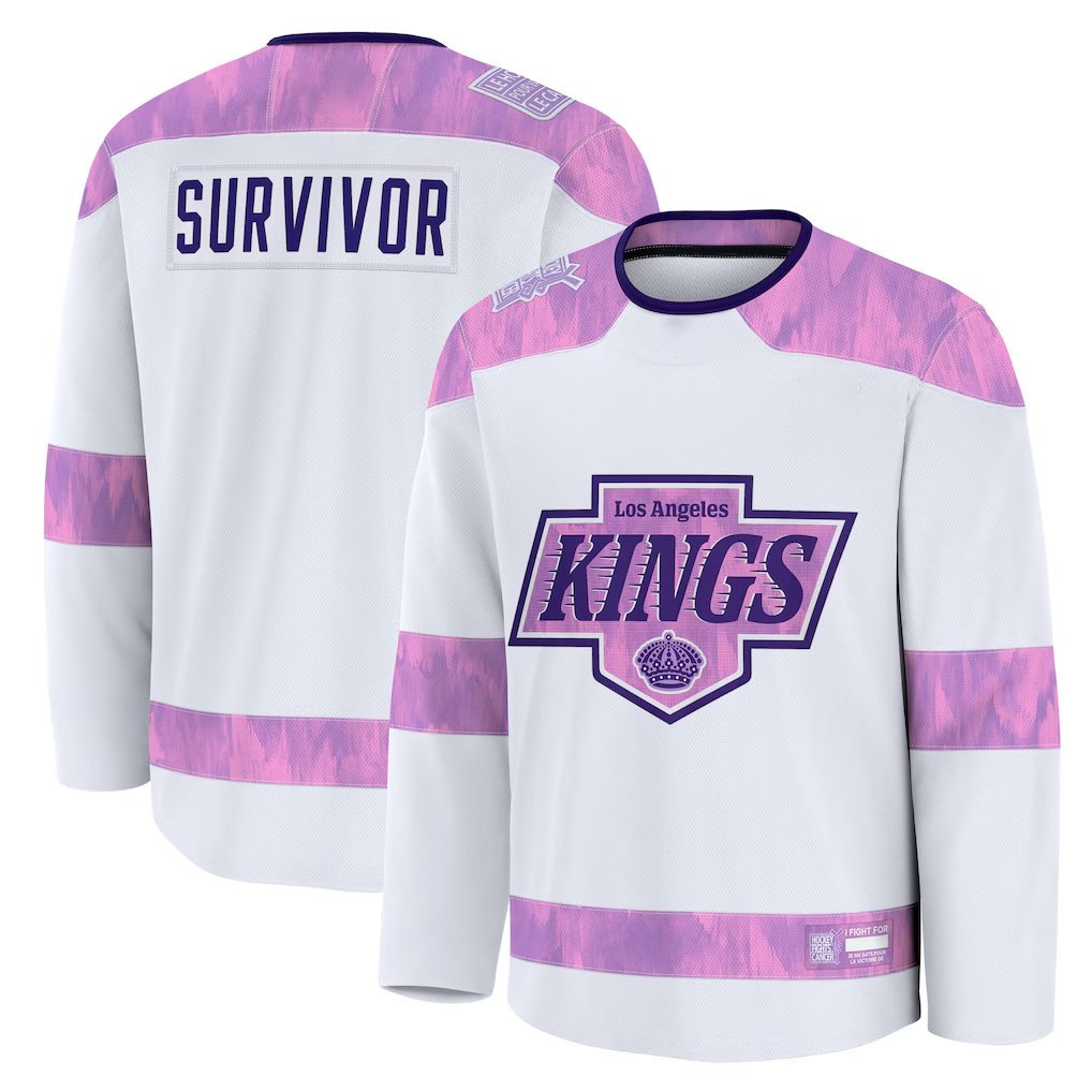 Trusc LA.Kings White Hockey Fights Cancer Survivor Practice Jerseys