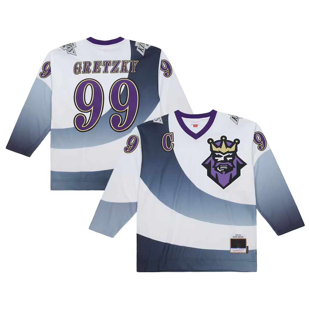 Trusc LA.Kings #99 Wayne Gretzky Mitchell & Ness White 1995-96 Power Play Jerseys