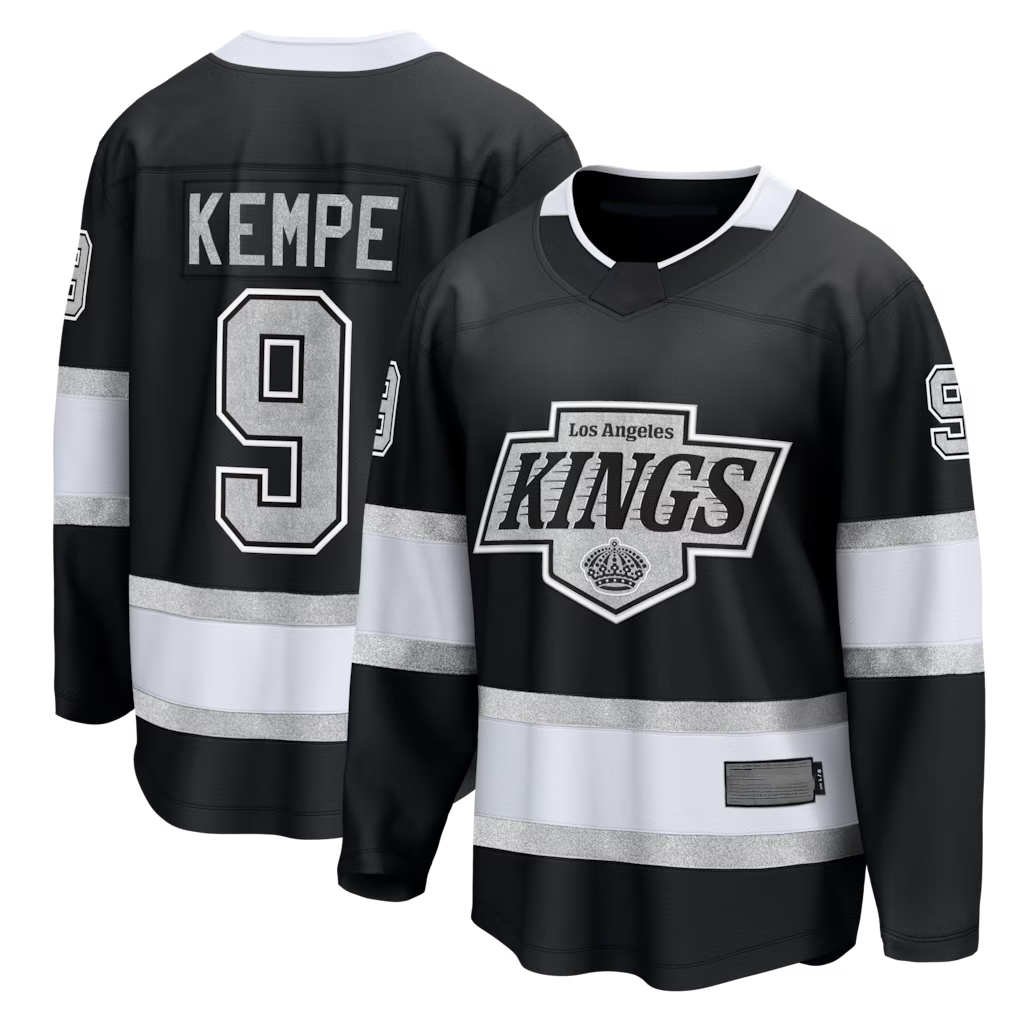 Trusc LA.Kings #9 Adrian Kempe Black Home Premier Breakaway Player Jerseys