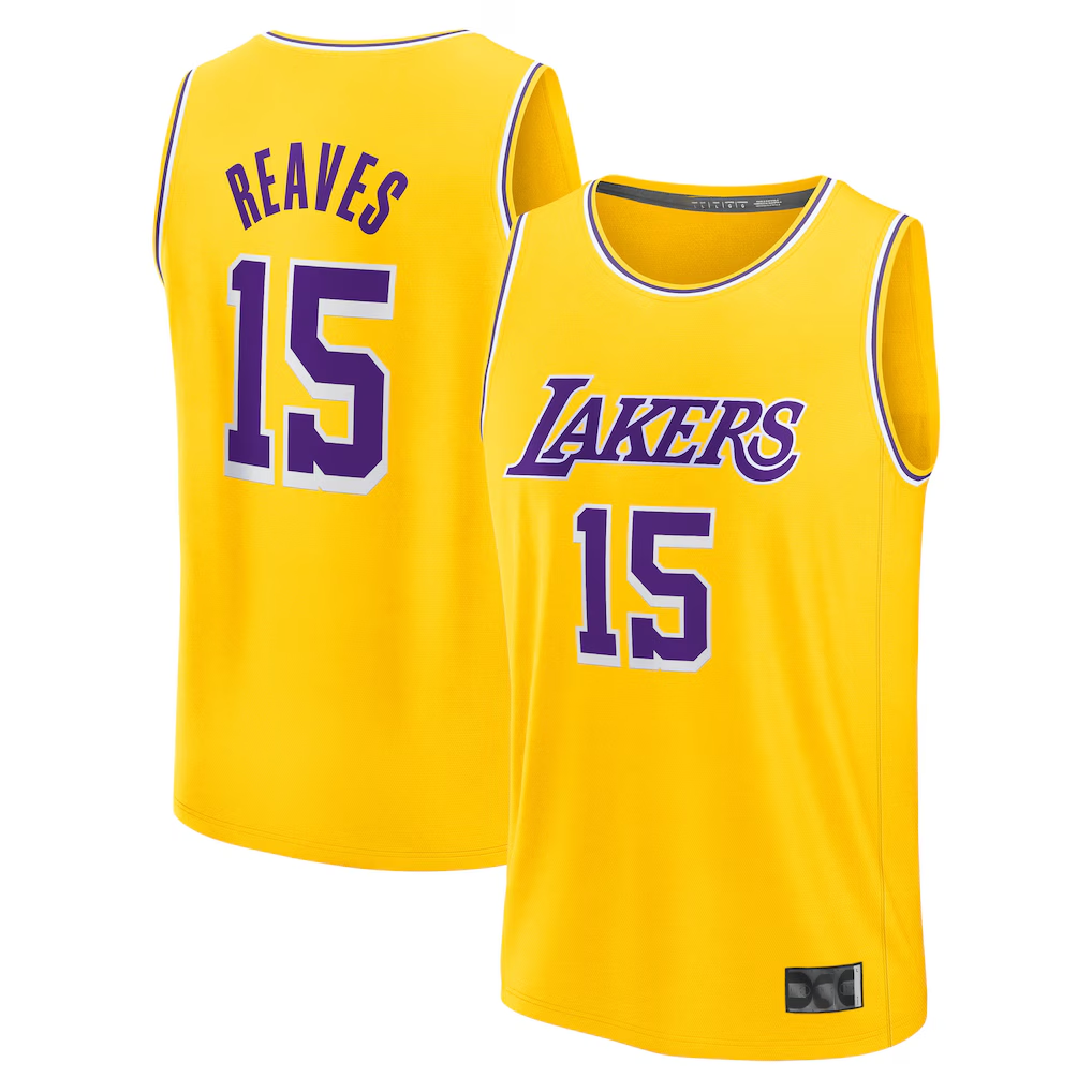 Trusc LA.Lakers #15 Austin Reaves Gold Fast Break Replica Stitched Jerseys - Icon Edition