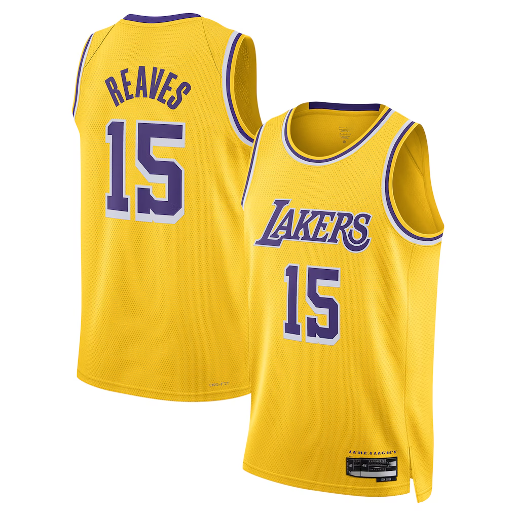 Trusc LA.Lakers #15 Austin Reaves Gold Swingman Stitched Jerseys- Icon Edition