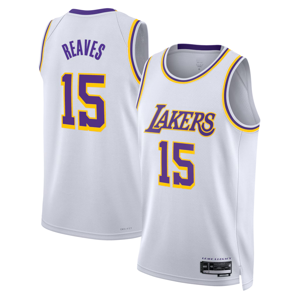 Trusc LA.Lakers #15 Austin Reaves White Association Edition Swingman Stitched Jerseys