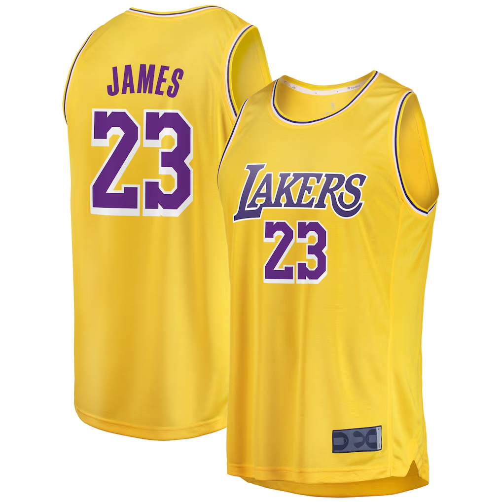 Trusc LA.Lakers #23 LeBron James Gold Big & Tall Fast Break Player Stitched Jerseys - Icon Edition