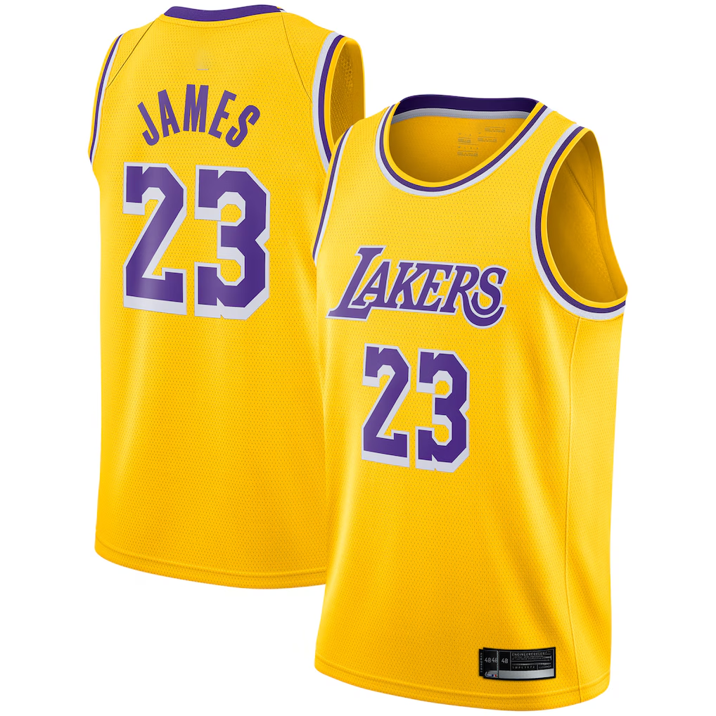Trusc LA.Lakers #23 LeBron James Gold Swingman Player Stitched Jerseyss - Icon Edition