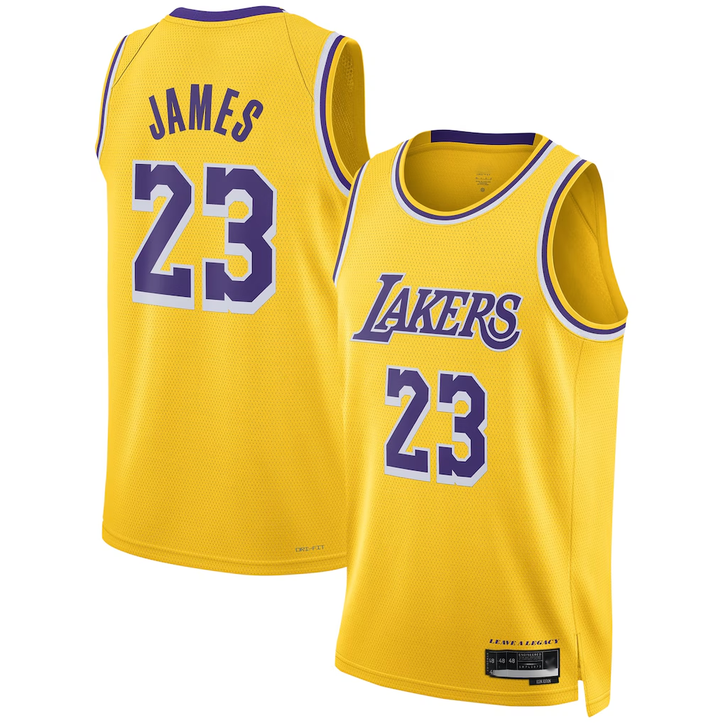 Trusc LA.Lakers #23 LeBron James Gold Swingman Stitched Jerseys - Icon Edition