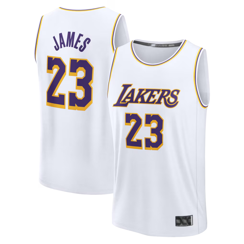 Trusc LA.Lakers #23 LeBron James White Fast Break Replica Player Stitched Jerseys - Association Edition