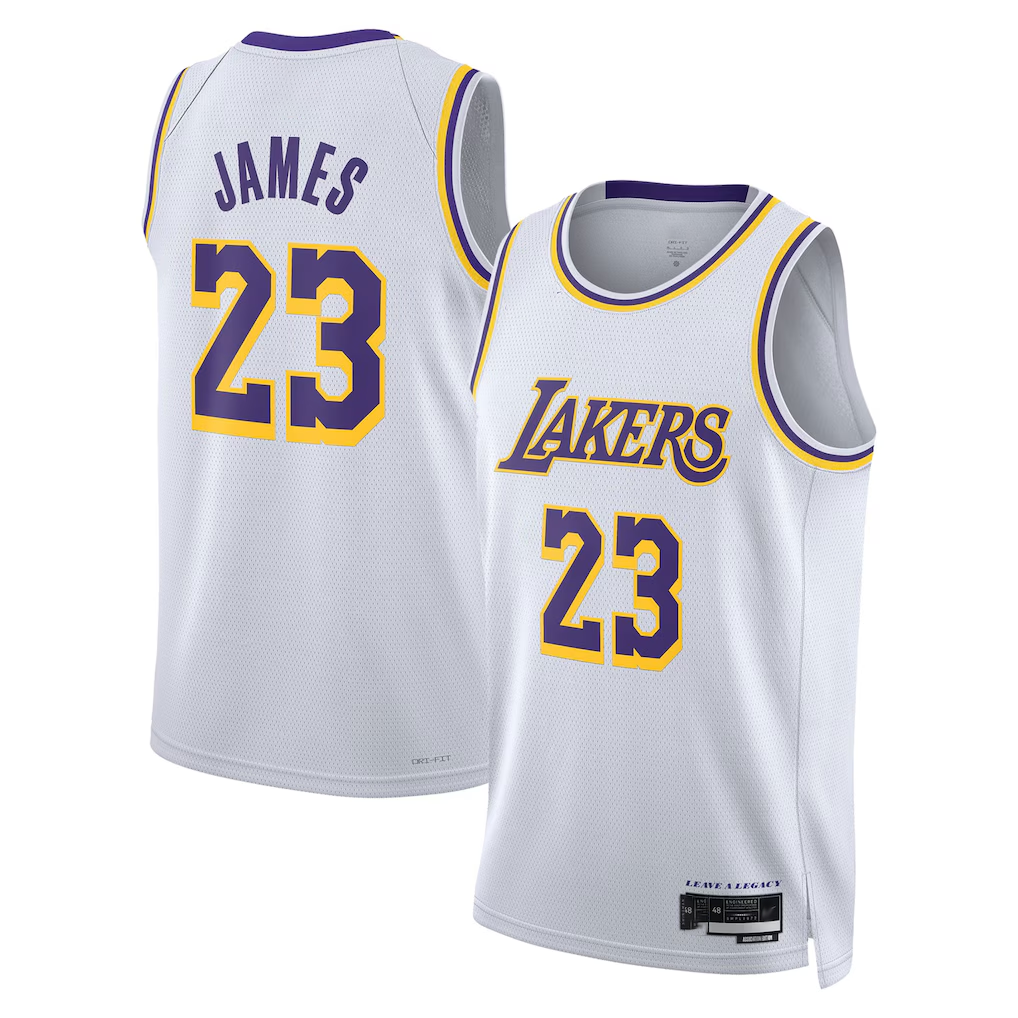 Trusc LA.Lakers #23 LeBron James White Swingman Stitched Jerseys - Association Edition