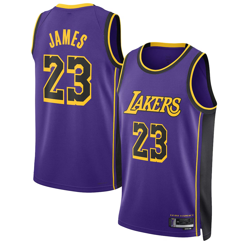 Trusc LA.Lakers #23 Lebron James Statement Edition Swingman Stitched Jerseys