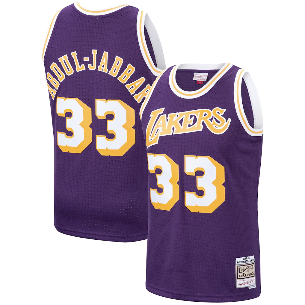 Trusc LA.Lakers #33 Kareem Abdul-Jabbar Mitchell & Ness Purple Hardwood Classics Swingman Jerseys