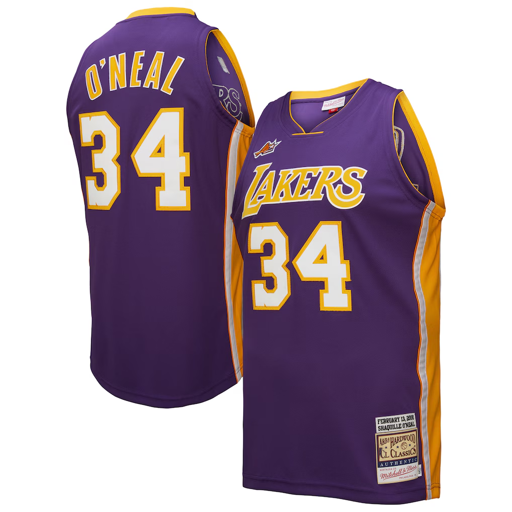 Trusc LA.Lakers #34 Shaquille O'Neal Mitchell & Ness Purple 2000 All-Star Game Authentic Jerseys