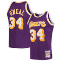 Trusc LA.Lakers #34 Shaquille O'Neal Mitchell & Ness Purple Hardwood Classics Swingman Jerseys