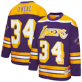 Trusc LA.Lakers #34 Shaquille O'Neal Mitchell & Ness Purple Maxxed Out Fashion Hockey Stitched Jerseys