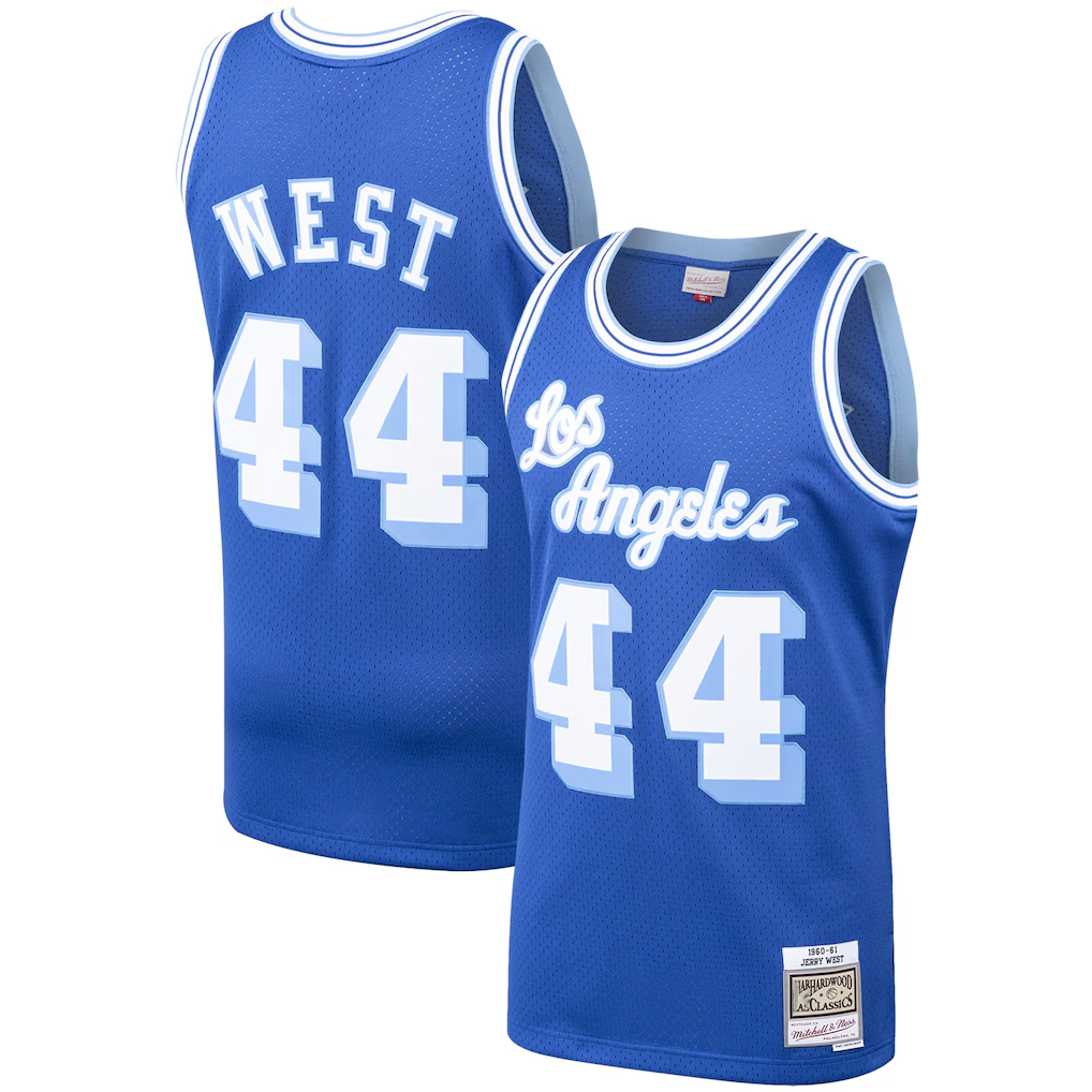Trusc LA.Lakers #44 Jerry West Mitchell & Ness Royal Hardwood Classics Swingman Stitched Jerseys