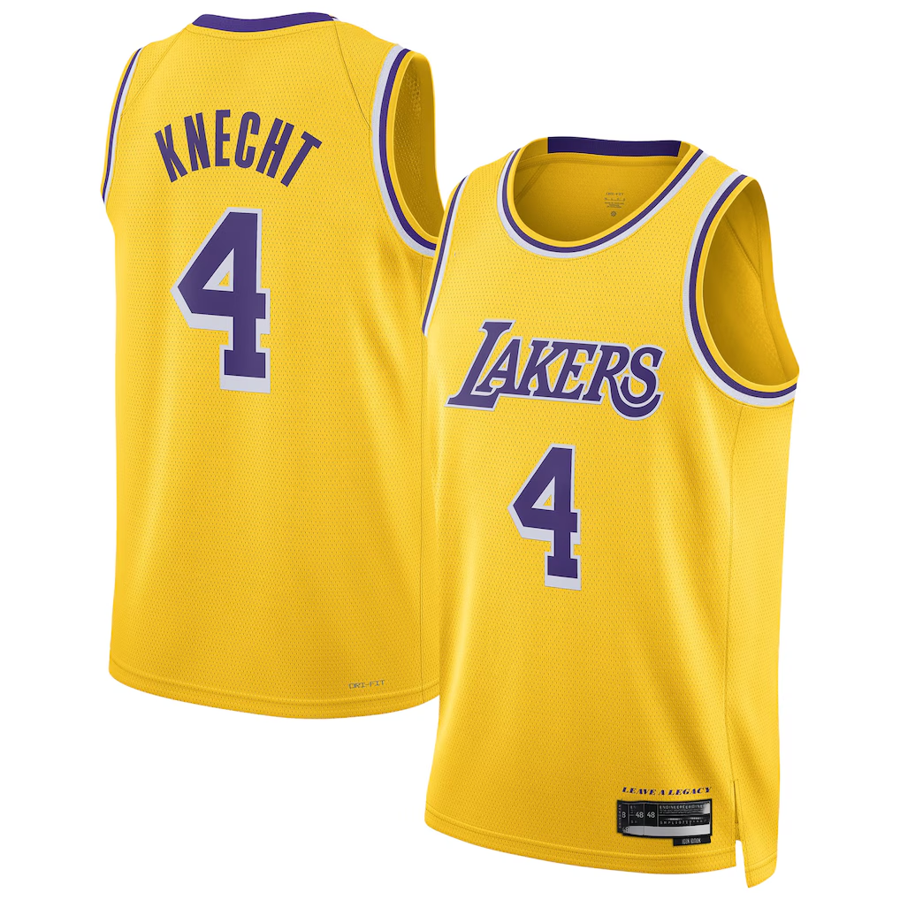 Trusc LA.Lakers #4 Dalton Knecht Gold Swingman Stitched Jerseys