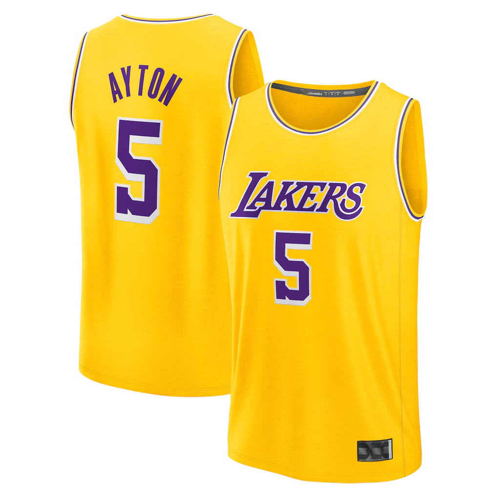 Trusc LA.Lakers #5 Deandre Ayton Gold Fast Break Replica Player Stitched Jerseys - Icon Edition