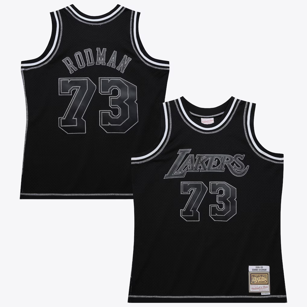 Trusc LA.Lakers #73 Dennis RodmanBlack Mitchell & Ness 1998 Contrast 2K Swingman Stitched Jerseys