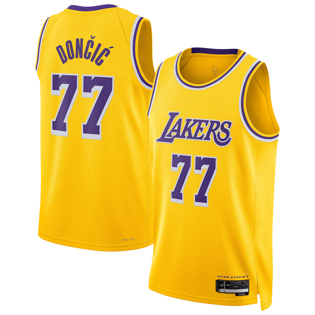 Trusc LA.Lakers #77 Luka Doncic Dri-Fit Swingman Stitched Jerseys