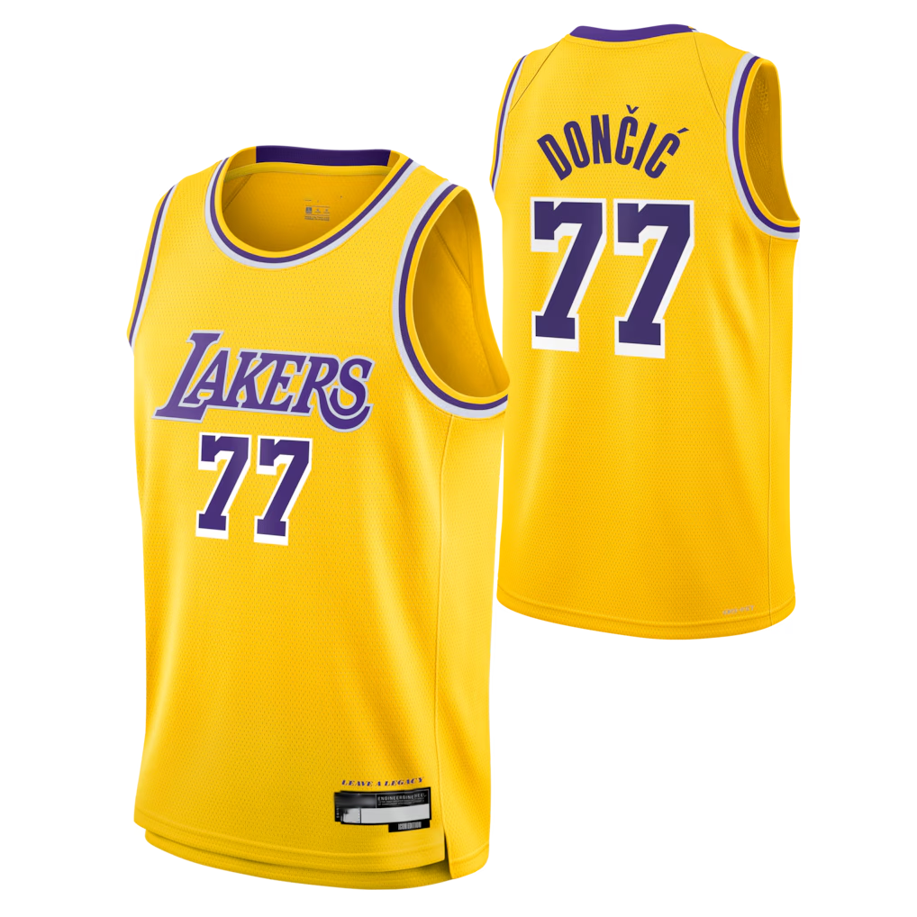 Trusc LA.Lakers #77 Luka Don?i? Gold Swingman Stitched Jerseys - Icon Edition