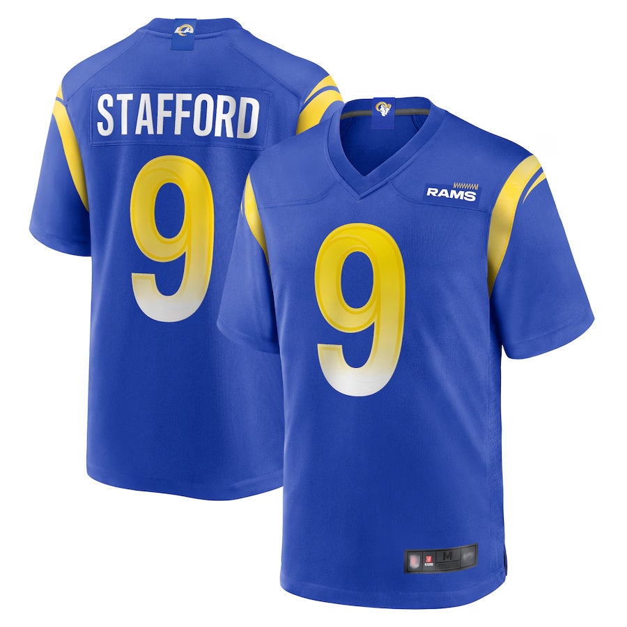 Trusc LA.Rams Home Game Football Jerseys - Royal - #9 Matthew Stafford Player Stitched Jerseys
