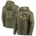 Trusc LA.Rams #12 Puka Nacua Player Salute to Service Olive Hoodies Stitched Jerseys