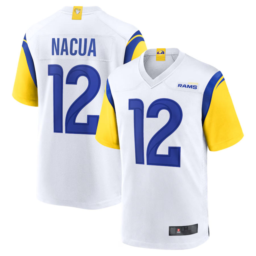 Trusc LA.Rams #12 Puka Nacua White Game Player Jersey American Stitched Jerseys