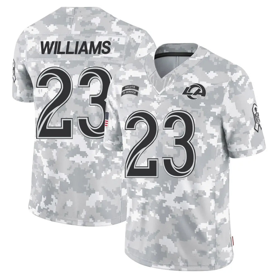 Trusc LA.Rams #23 Kyren Williams Player Arctic Camo Salute to Service Limited Stitched Jerseys