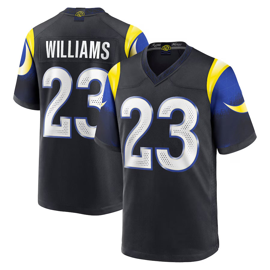 Trusc LA.Rams #23 Kyren Williams Player Midnight Blue Rivalries Collection Game Stitched Jersey