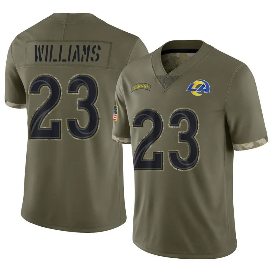 Trusc LA.Rams #23 Kyren Williams Player Salute To Service Olive Stitched Jerseys
