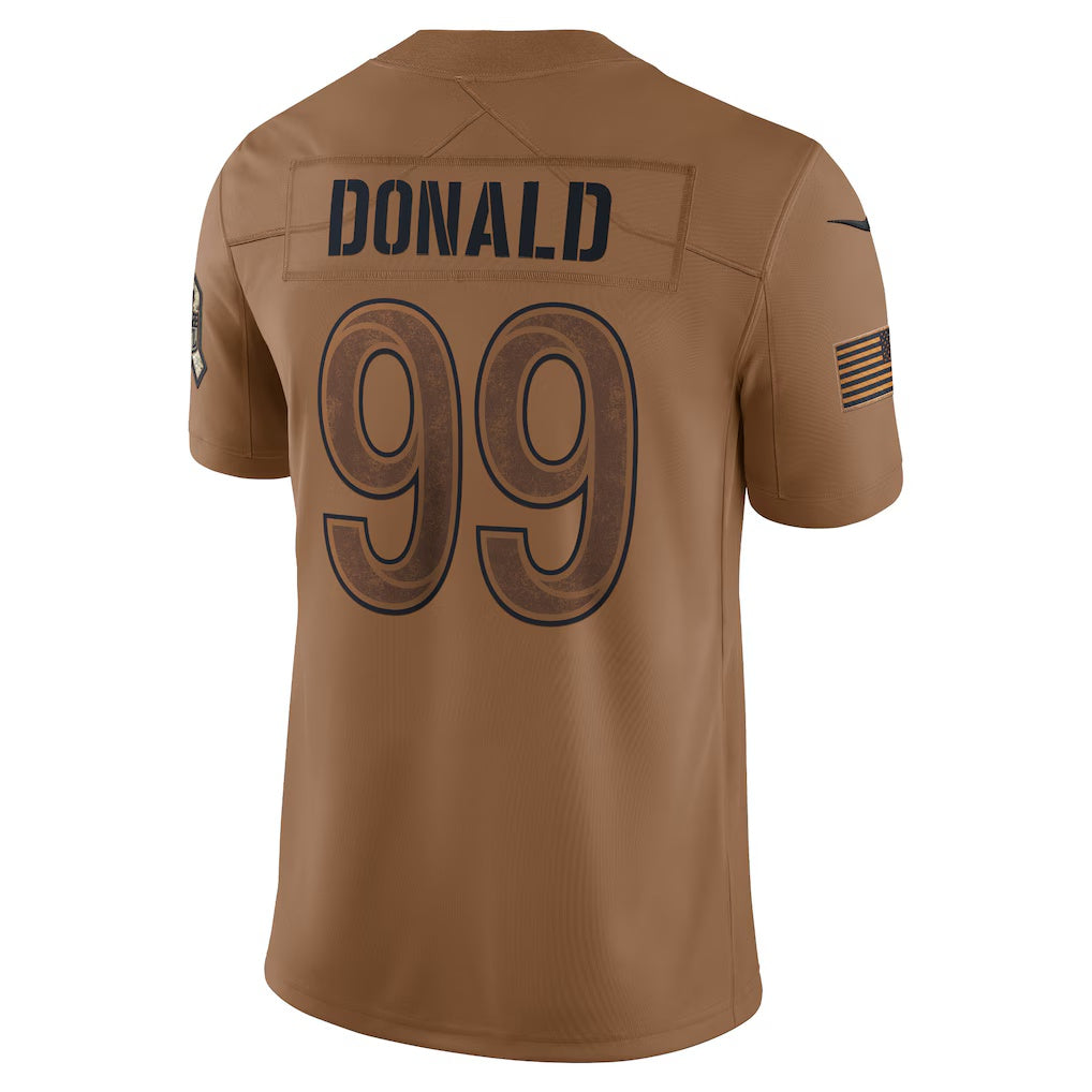 Trusc LA.Rams #99 Aaron Donald Brown Salute To Service Limited Jersey Stitched Jerseys