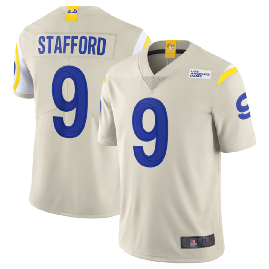 Trusc LA.Rams #9 Matthew Stafford Bone Vapor Limited Jersey American Stitched Jerseys