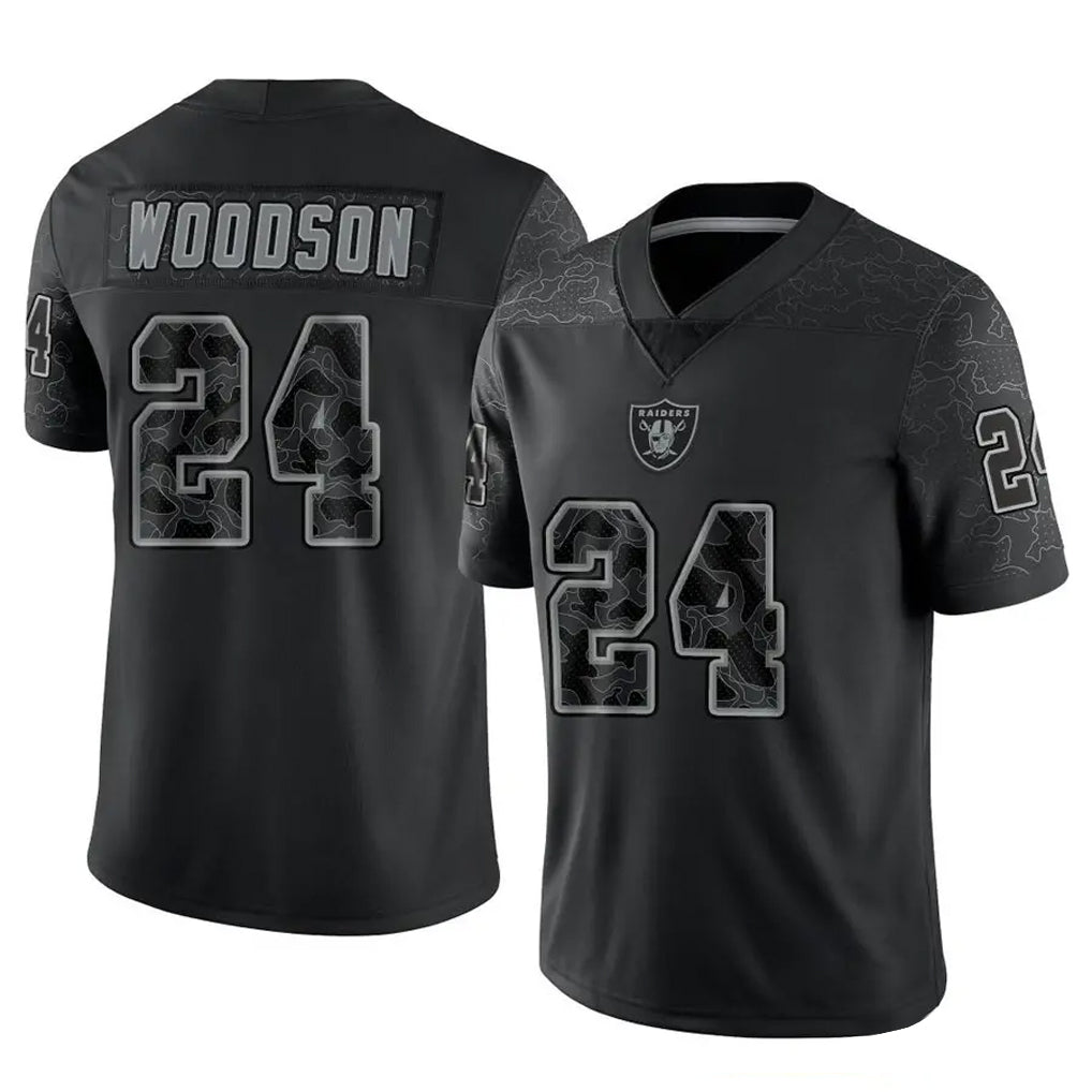 Trusc LV.Raiders #24 Charles Woodson Player RFLCTV Limited Black Stitched Jerseys