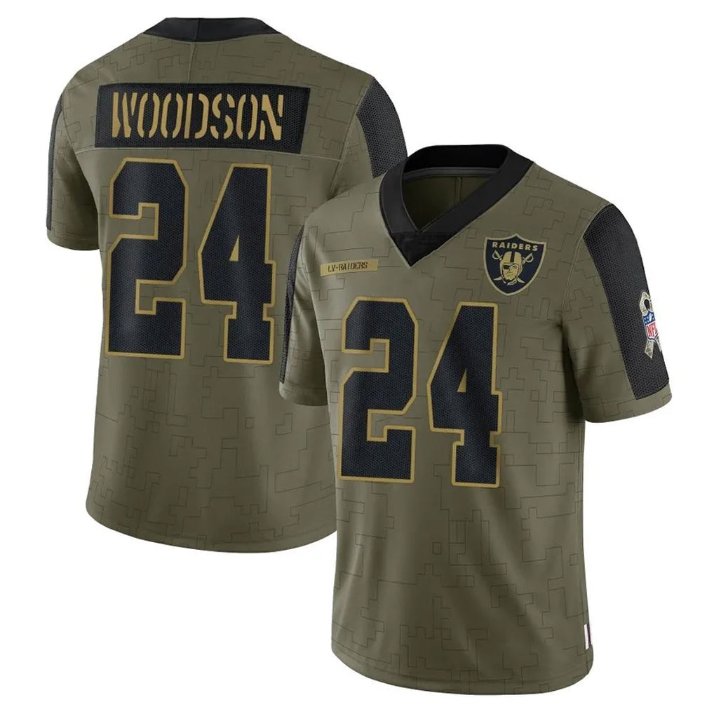 Trusc LV.Raiders #24 Charles Woodson Player Salute To Service Olive Stitched Jerseys