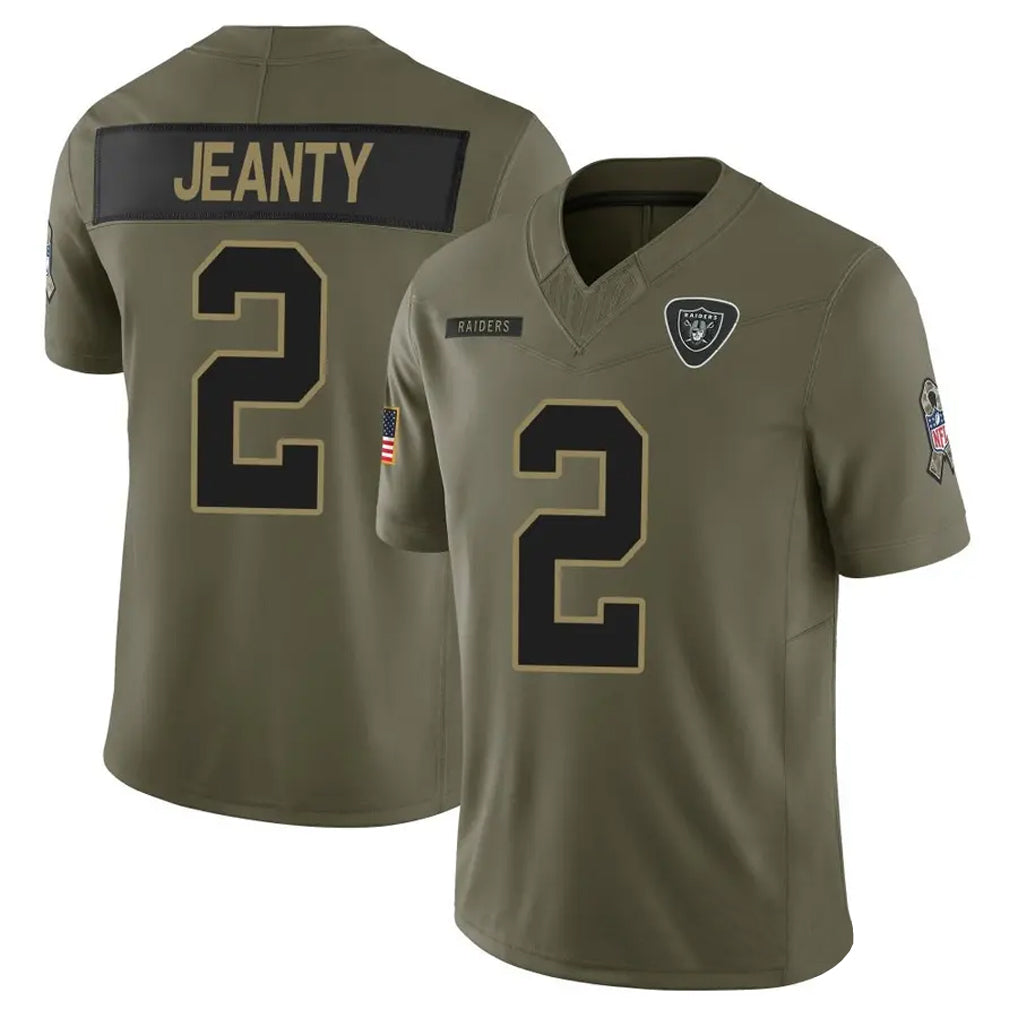 Trusc LV.Raiders #2 Ashton Jeanty Player Salute To Service Limited Olive Stitched Jerseys