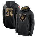 Trusc LV.Raiders #34 Bo Jackson Player Salute to Service Black Hoodies Stitched Jerseys