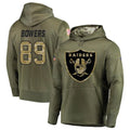 Trusc LV.Raiders #89 Brock Bowers Player Salute to Service Olive Hoodies Stitched Jerseys