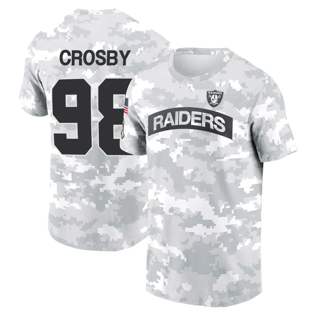 Trusc LV.Raiders #98 Maxx Crosby Player Black Salute to Service T-Shirts Stitched Jerseys
