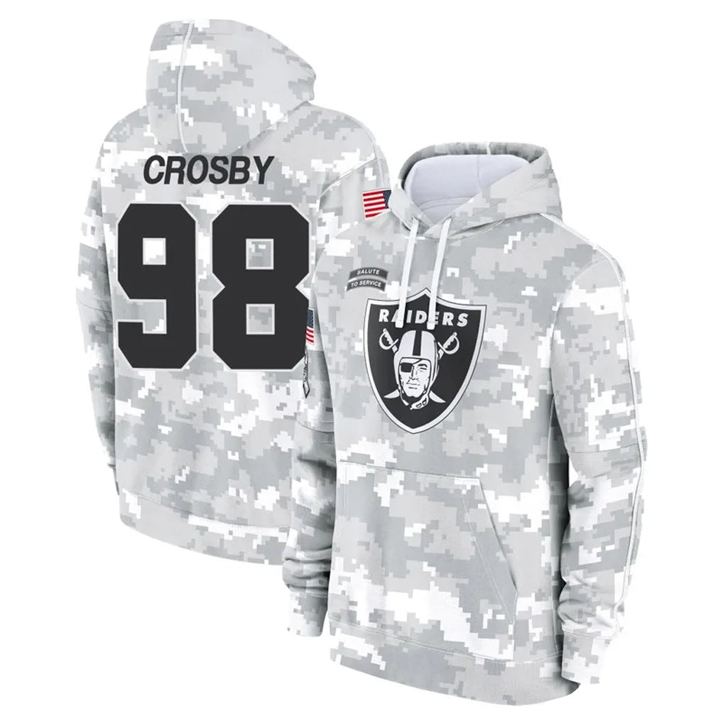 Trusc LV.Raiders #98 Maxx Crosby Player Salute to Service Hoodies Stitched Jerseys