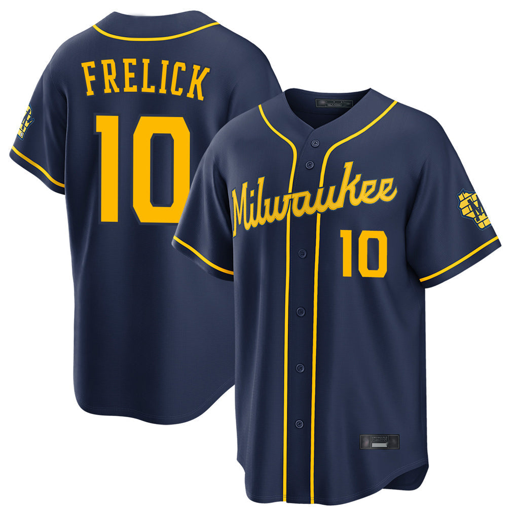 Trusc M.Brewers #10 Sal Frelick Player Navy Home Stadium Game Stitched Jerseys