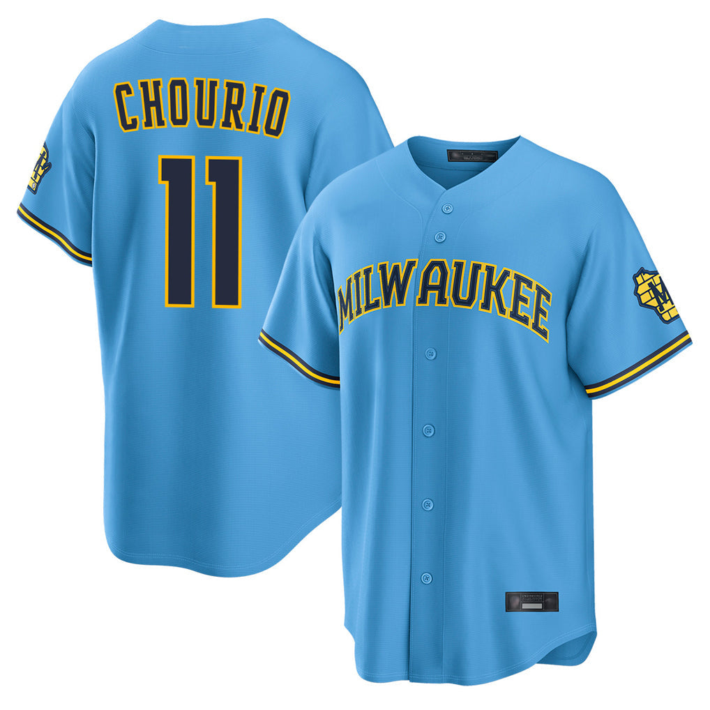 Trusc M.Brewers #11 Jackson Chourio Player Light Blue Road Stadium Game Stitched Jerseys