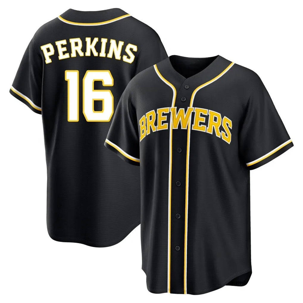 Trusc M.Brewers #16 Blake Perkins Player Black Fashion Out Home Game Stitched Jerseys