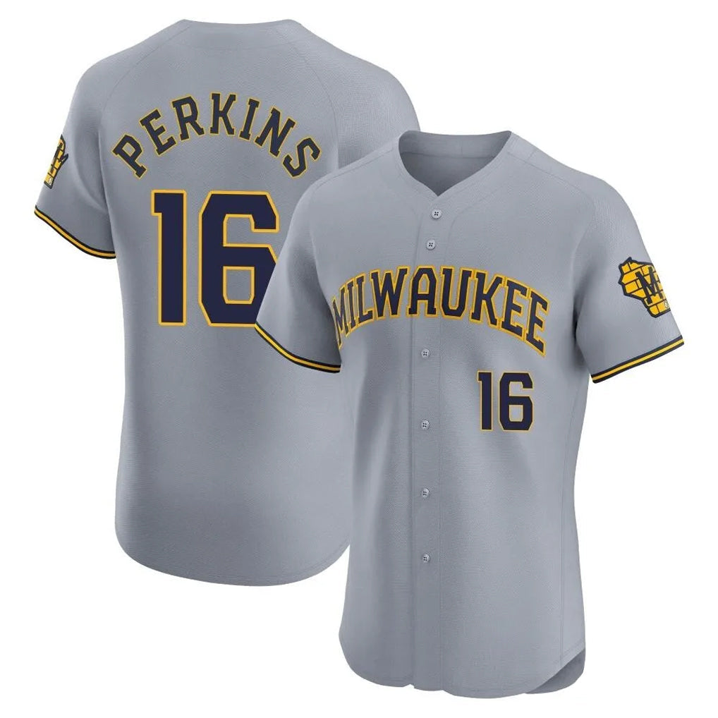 Trusc M.Brewers #16 Blake Perkins Player Gray Home Limited Elite Stitched Jerseys